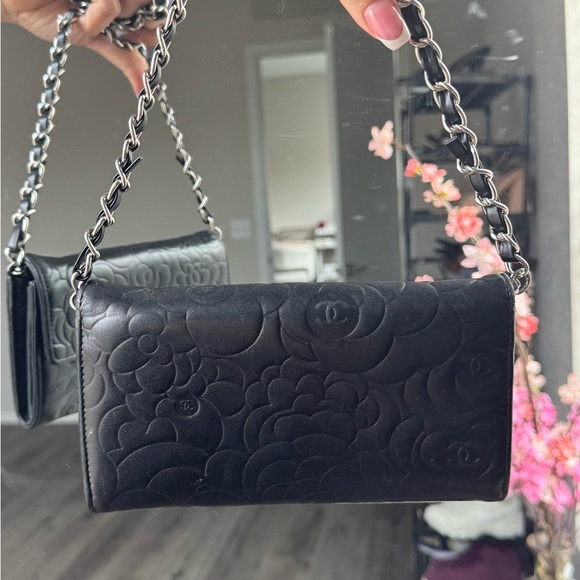 Chanel Black Floral Embossed Shoulder Bag - Picture 2 of 12
